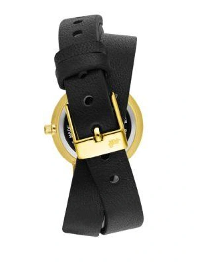 Shop Larsson & Jennings Lugano Stainless Steel Leather Wrap Strap Watch In Black