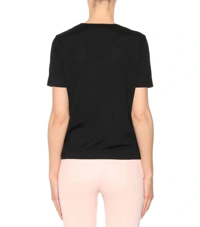 Shop Ferragamo Printed Wool And Silk Top In Black