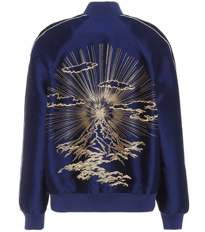 Shop Stella Mccartney Lorinda Embroidered Bomber Jacket In Blue