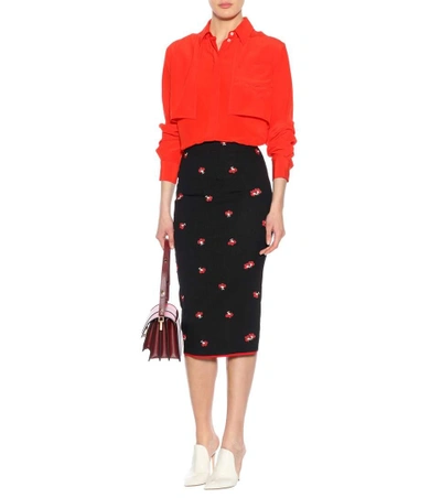 Shop Victoria Beckham Floral-jacquard Skirt In Black