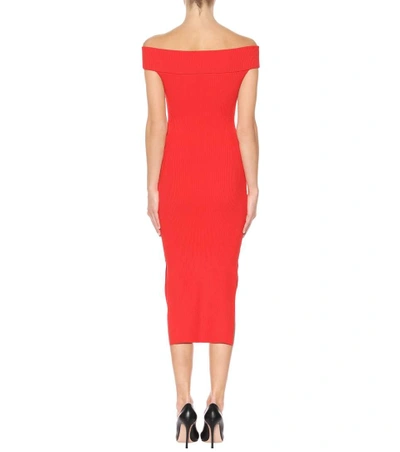 Shop Mugler Off-the-shoulder Dress In Red