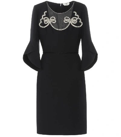 Shop Fendi Wool And Silk Crêpe Dress