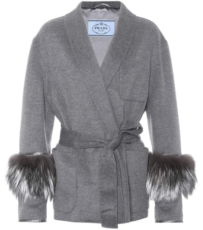 Shop Prada Wool, Angora And Cashgora Jacket In Grey