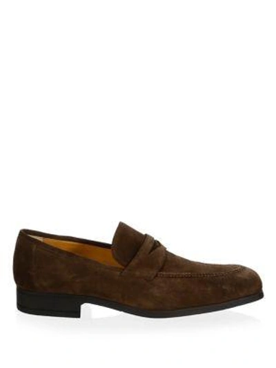 Shop A. Testoni' Casual Suede Penny Loafers In Brown