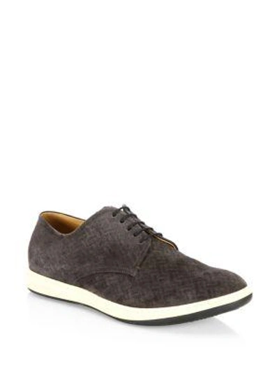 Shop Giorgio Armani Classic Suede Sneakers In Charcoal