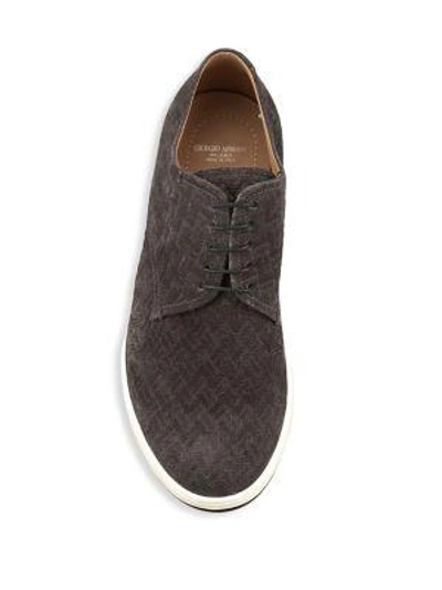 Shop Giorgio Armani Classic Suede Sneakers In Charcoal