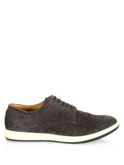 Shop Giorgio Armani Classic Suede Sneakers In Charcoal