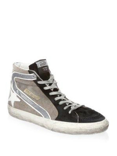 Shop Golden Goose Star-patch High-top Sneakers In Beige Silver