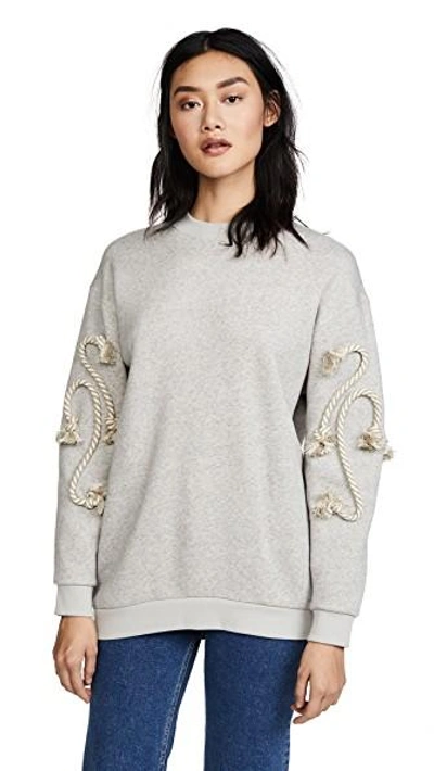 Shop See By Chloé Crafty Rope Sweatshirt In Drizzle/slate Grey