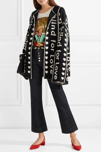 Shop Gucci Oversized Wool And Cashmere-blend Jacquard Jacket