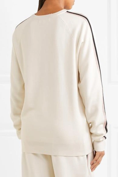 Shop Olivia Von Halle Missy Moscow Striped Silk-blend Sweatshirt And Track Pants Set In Ivory