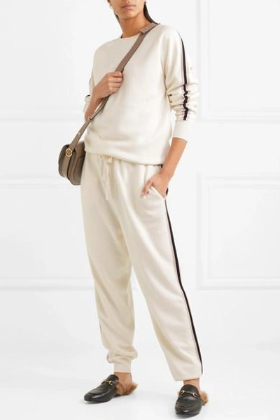 Shop Olivia Von Halle Missy Moscow Striped Silk-blend Sweatshirt And Track Pants Set In Ivory