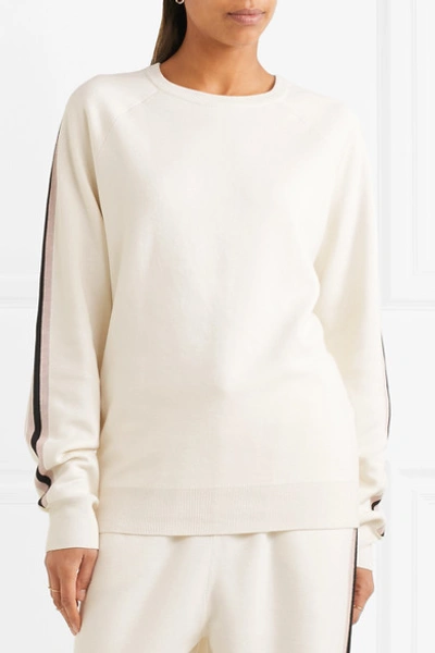 Shop Olivia Von Halle Missy Moscow Striped Silk-blend Sweatshirt And Track Pants Set In Ivory