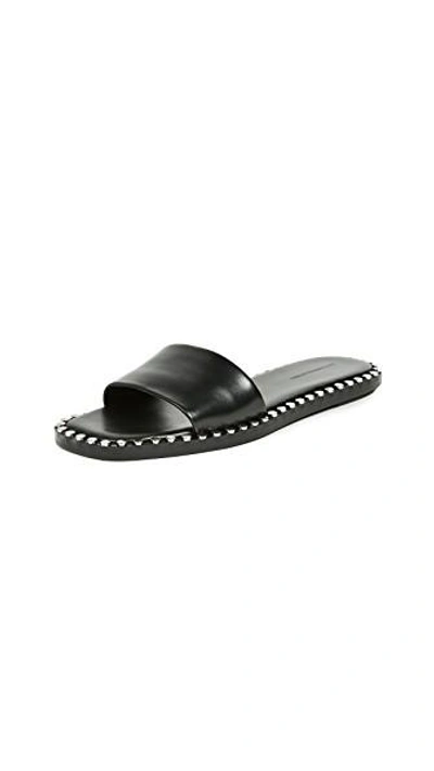 Shop Alexander Wang Lola Studded Slides In Black