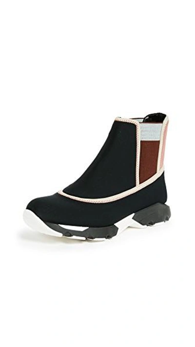 Shop Marni High Top Slip On Sneakers In Black/quartz/swan