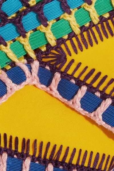 Shop Kiini Ro Crochet-trimmed Bikini Briefs In Yellow