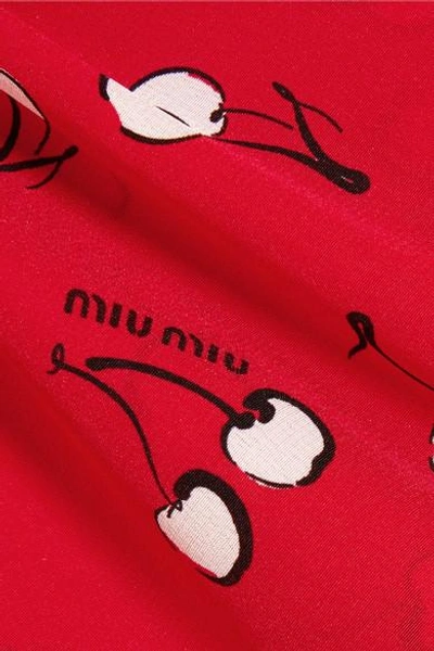 Shop Miu Miu Printed Silk Crepe De Chine T-shirt In Red