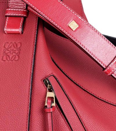 Shop Loewe Hammock Leather Tote In Red