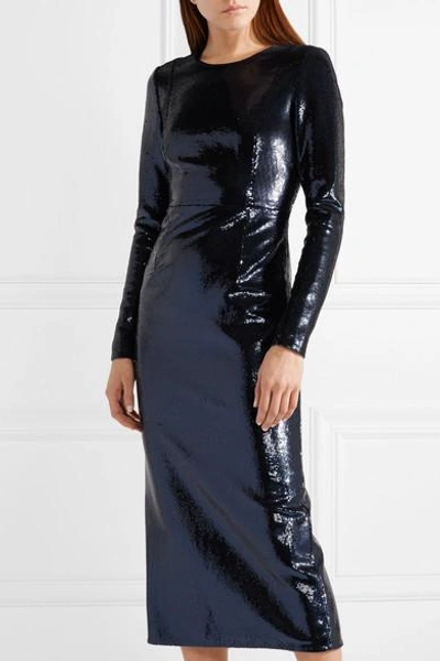 Shop Diane Von Furstenberg Sequined Tulle Midi Dress In Navy