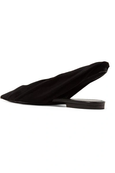 Shop Balenciaga Knife Logo-print Jersey And Leather Point-toe Flats In Black