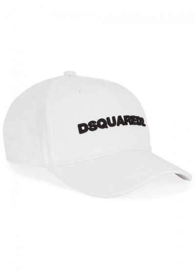 Shop Dsquared2 White Embroidered Logo Twill Cap
