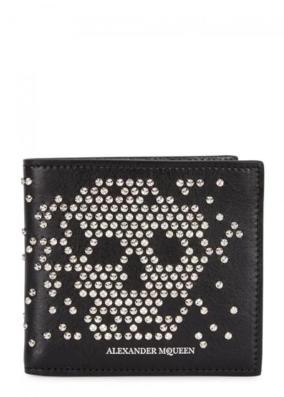 Shop Alexander Mcqueen Black Studded Skull Leather Wallet