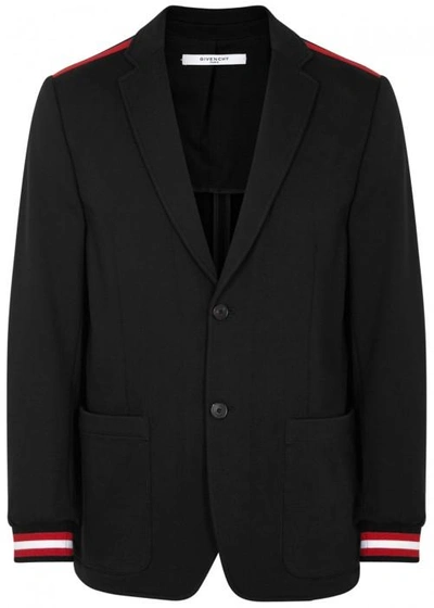 Shop Givenchy Black Stripe-trimmed Cotton Blazer