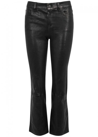 Shop J Brand Selena Black Cropped Bootcut Leather Jeans