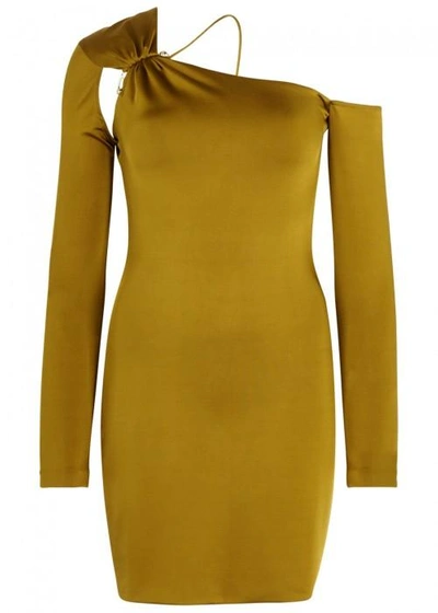Shop Cushnie Et Ochs One-shoulder Stretch Jersey Mini Dress In Amber