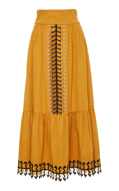 Shop Temperley London Agnes Cotton Skirt In Orange