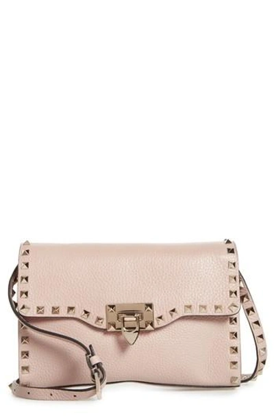 Shop Valentino Medium Rockstud Leather Shoulder Bag - Pink In Poudre