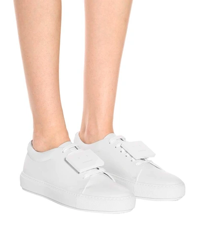 Shop Acne Studios Leather Sneakers In White