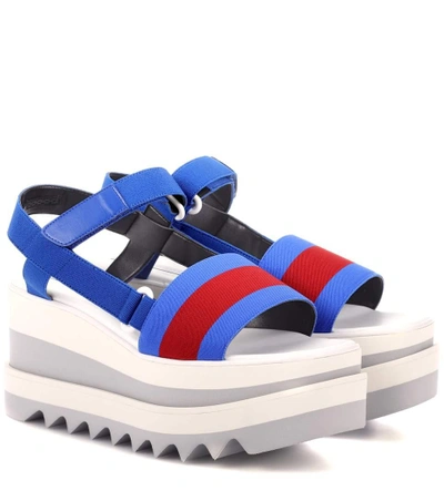 Shop Stella Mccartney Striped Platform Sandals In Blue