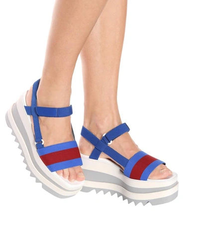 Shop Stella Mccartney Striped Platform Sandals In Blue