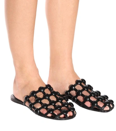 Shop Alexander Wang Amelia Studded Leather Slippers In Black