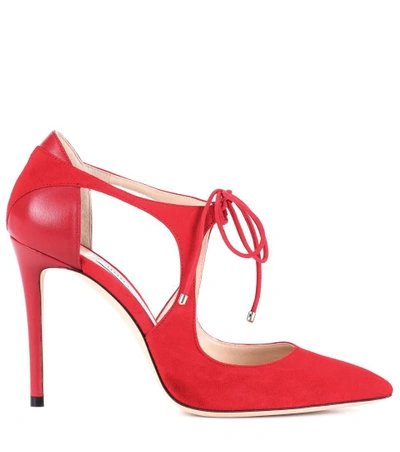 Shop Jimmy Choo Vanessa 100 Suede Pumps In Red