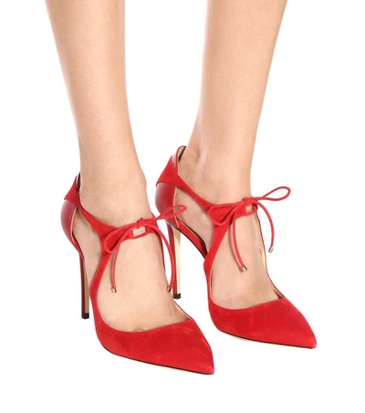 Shop Jimmy Choo Vanessa 100 Suede Pumps In Red