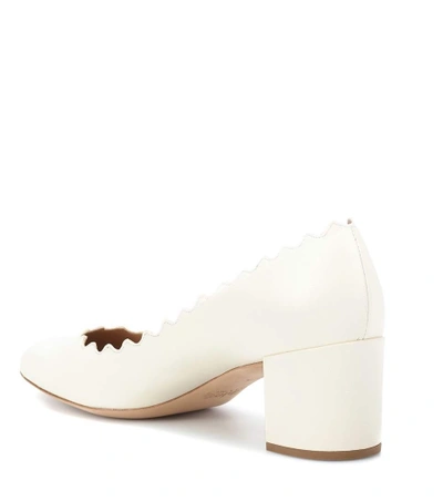 Shop Chloé Lauren Leather Pumps In White