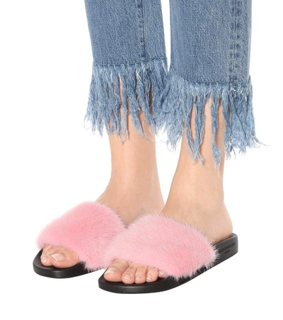 Givenchy Mink Fur Slide Sandal In Pink