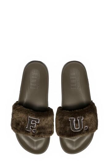 puma fenty slides black fur