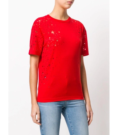 Shop Stella Mccartney Red Star Cut Out T Shirt