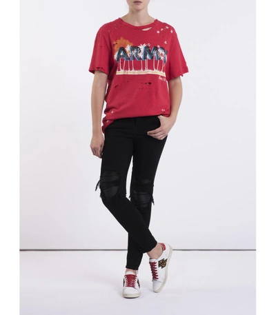 Shop Amiri Red Vintage Oversize Army Tee