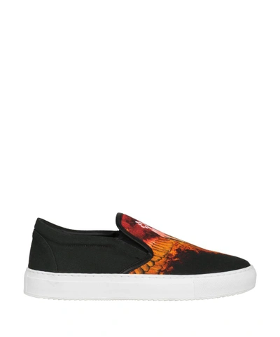 Shop Marcelo Burlon County Of Milan Flame Wing Cotton Slip-on Sneakers In Nero