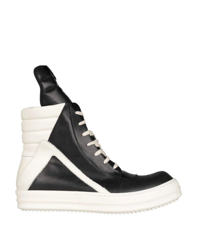 Shop Rick Owens High-top Geobasket Leather Sneakers In Nero
