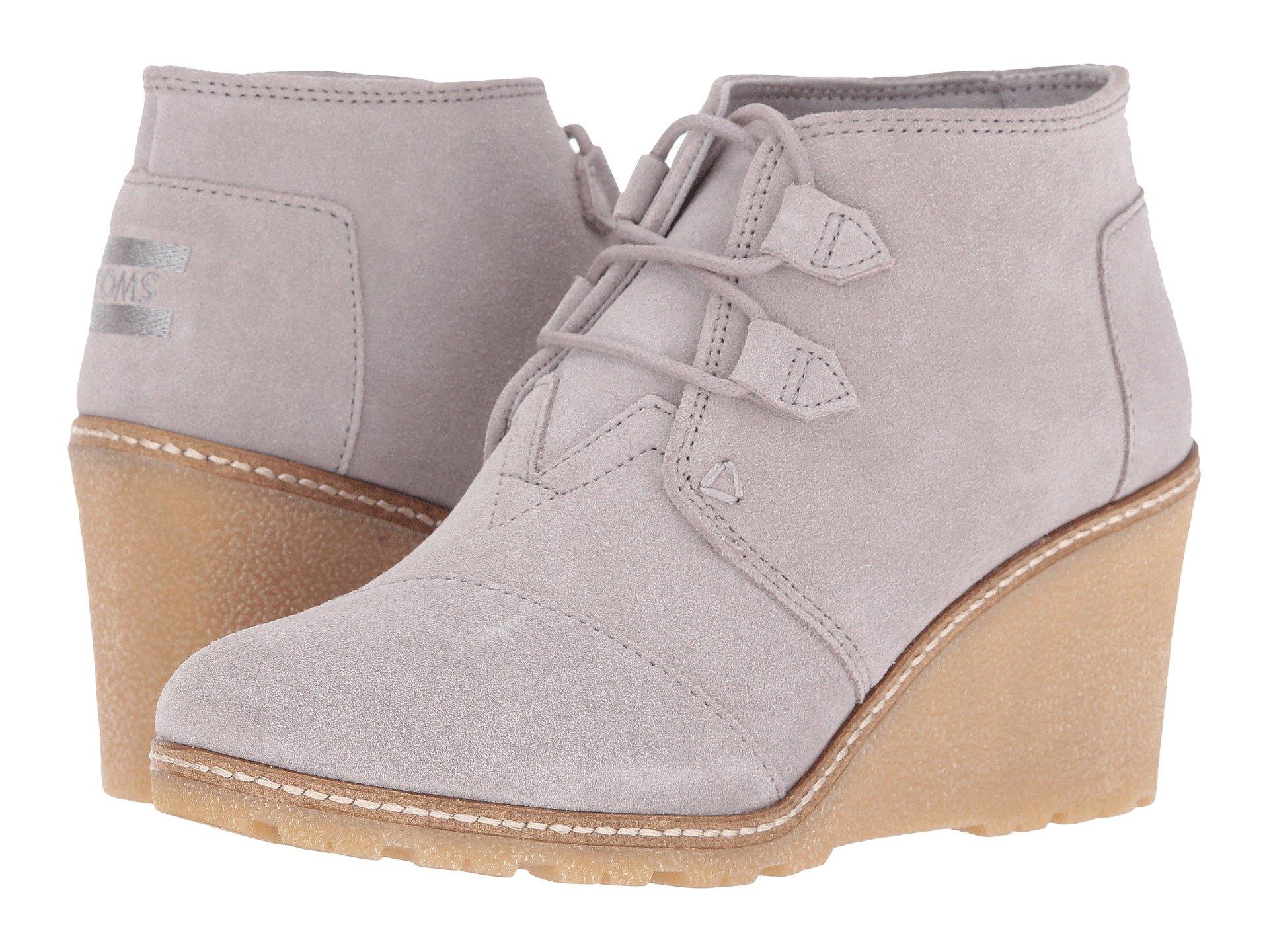 gray toms wedges