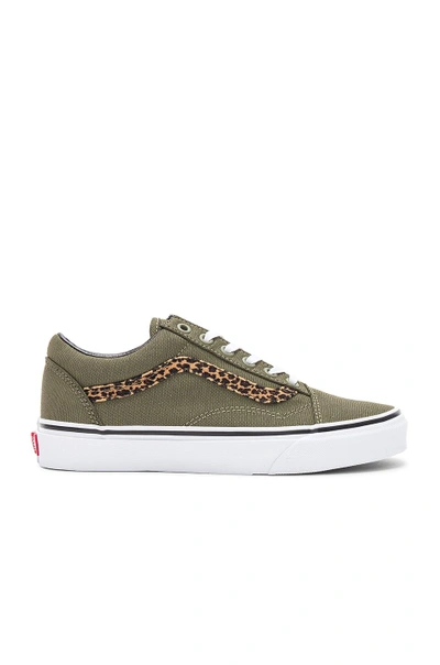 Vans Mini Leopard Old Skool Sneaker In Army Green & True White | ModeSens