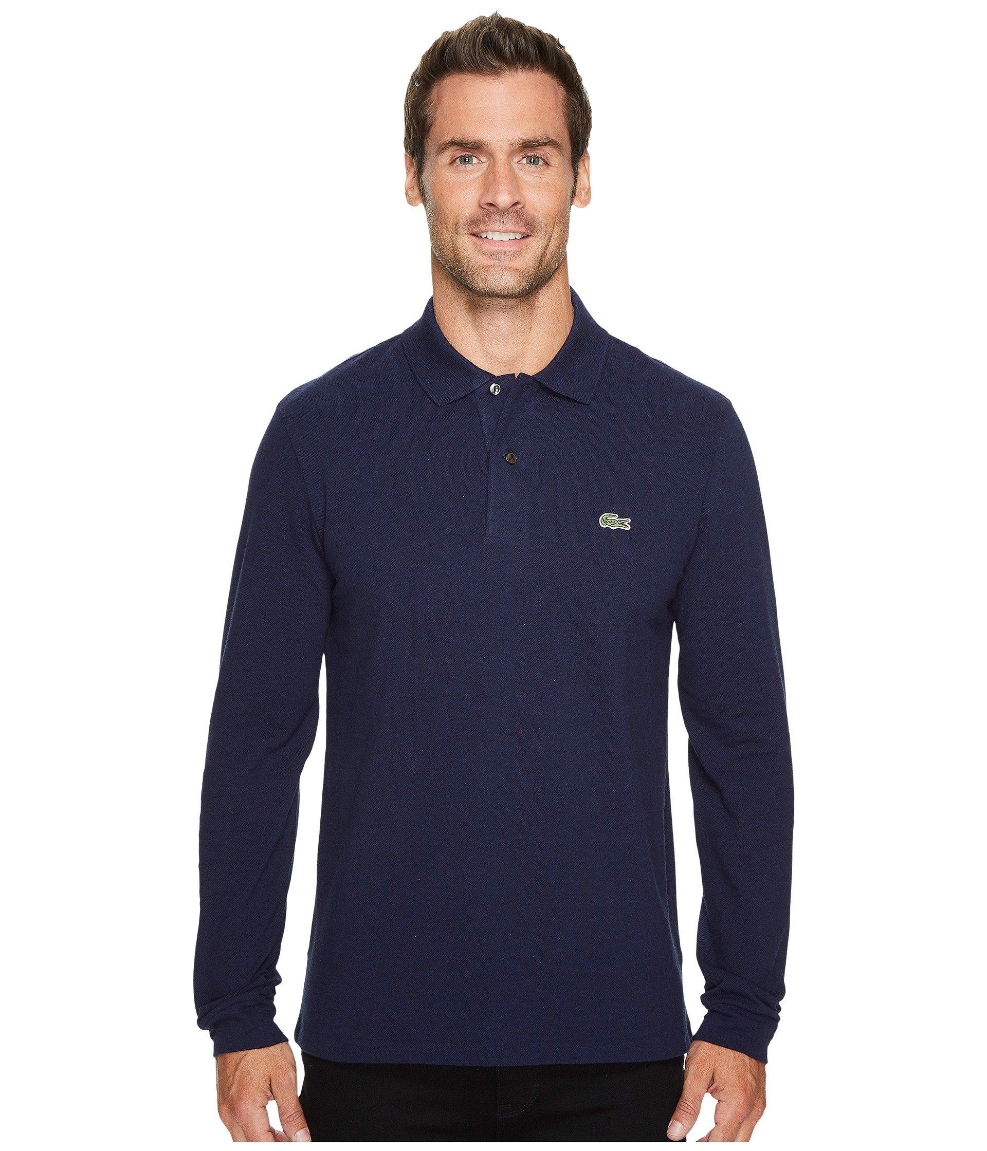 lacoste long sleeve polo blue