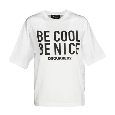 Dsquared2 Be Cool Be Nice Cotton Jersey T-shirt In White-black | ModeSens
