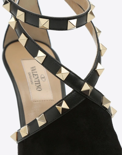 Shop Valentino Suede Rockstud Sandal 105mm In Black