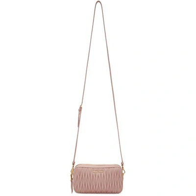 Shop Miu Miu Pink Double Zip Matelasse Crossbody Bag In F0615 Orchi